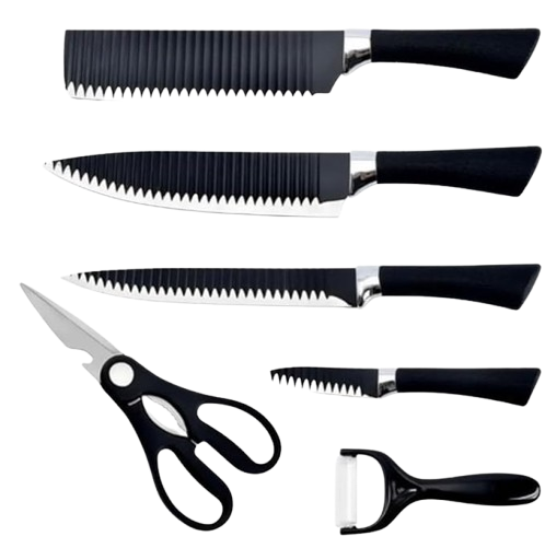 Conjunto Jogo de Facas do Chef Master Profissional -  PRETO - 6 Peças
