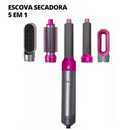 Escova Secador de Cabelo 5 em 1 Multifuncional 110v ROSA /PRATA