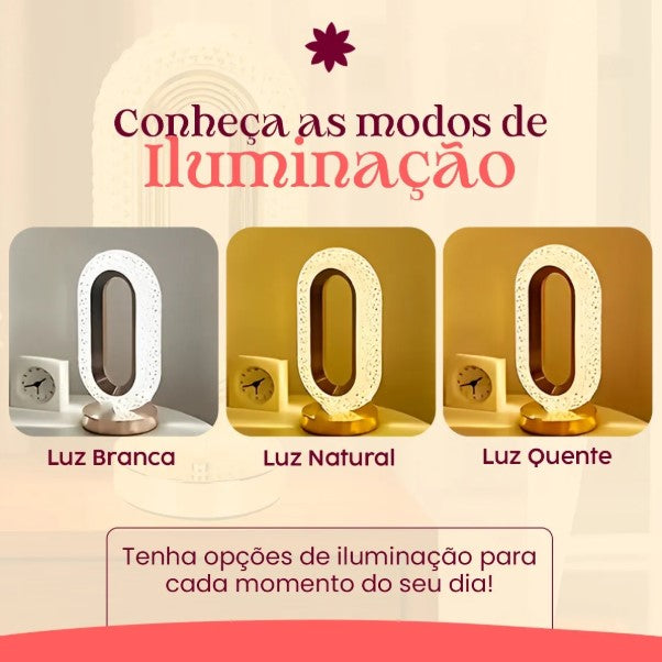 RETRÔ - Luminária Abajur Cristal Led Touch Recarregável USB - BM-F1051