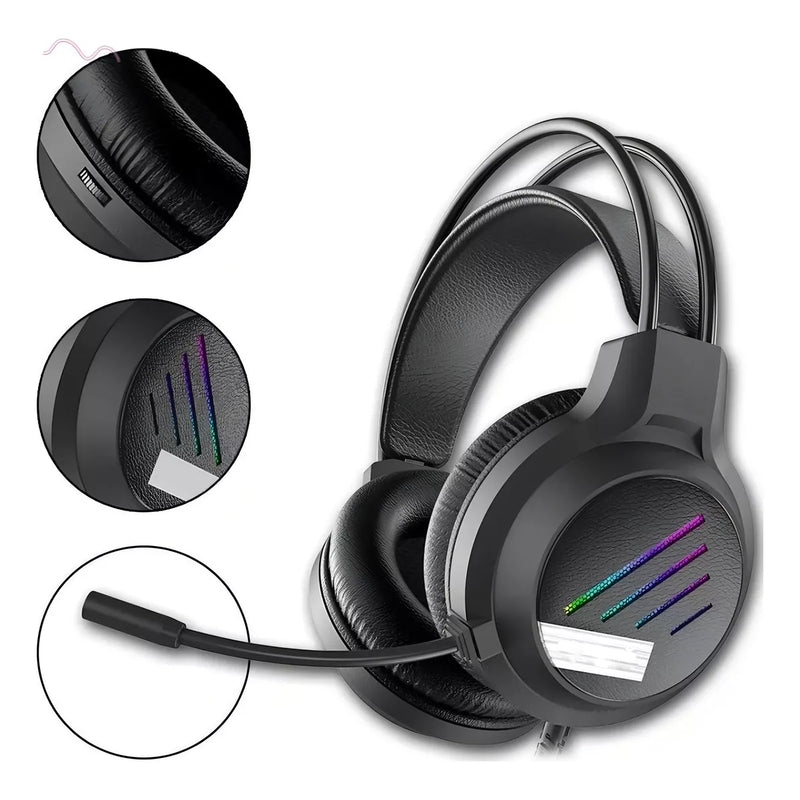 FONE HEADSET GAMER RGB Rainbow - PRETO
