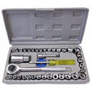 CINZA - Jogo De Ferramentas 40 Peças Soquetes c/ Maleta uso Automotível e Doméstico