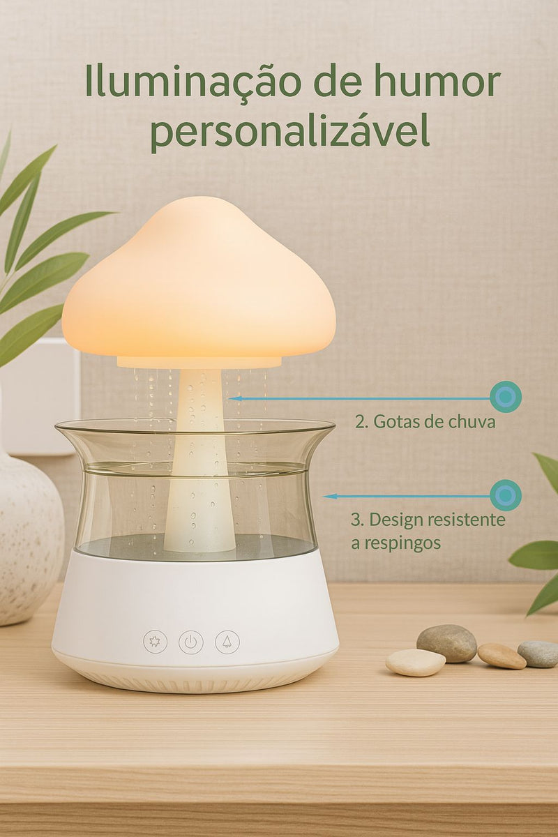 Umidificador Difusor De Aroma De design Nuvem e Chuva 7 Cores Luz Noturna Doméstica.
