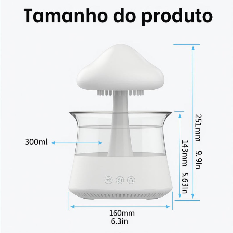 Umidificador Difusor De Aroma De design Nuvem e Chuva 7 Cores Luz Noturna Doméstica.