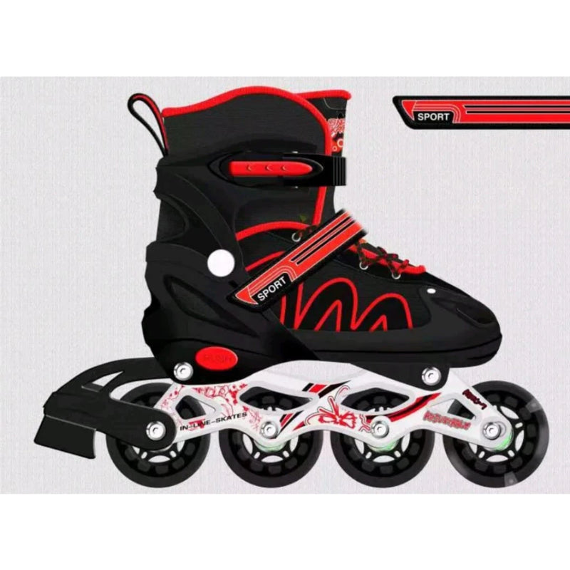 Patins Roller In Line Ajustável 4 Rodas Motion com LED, Base de Alumínio e Rolamentos Abec-7
