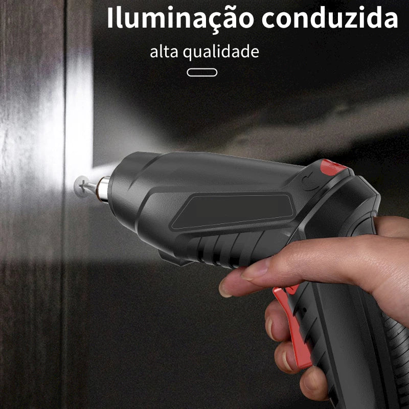 Kit Parafusadeira/Furadeira Sem Fio 48 Peças  com Bateria Recarregável USB – Compacta, Potente e Prática