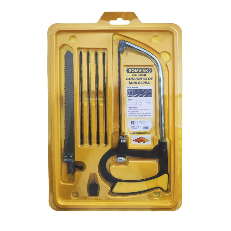 Kit Arco de Serra Mini Serrote 7 Peças Multiuso para Madeira, Plástico e Metal