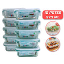 Kit 5 Potes de Vidro Hermético 370ml.