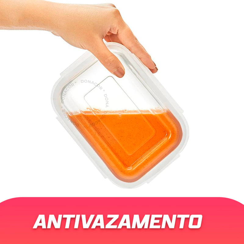 Kit 5 Potes de Vidro Hermético 370ml.