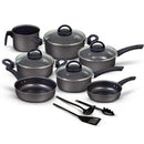 Jogo de Panelas Antiaderente 10 Peças Marpal Trofa – Alumínio, Tampa de Vidro e Acessórios