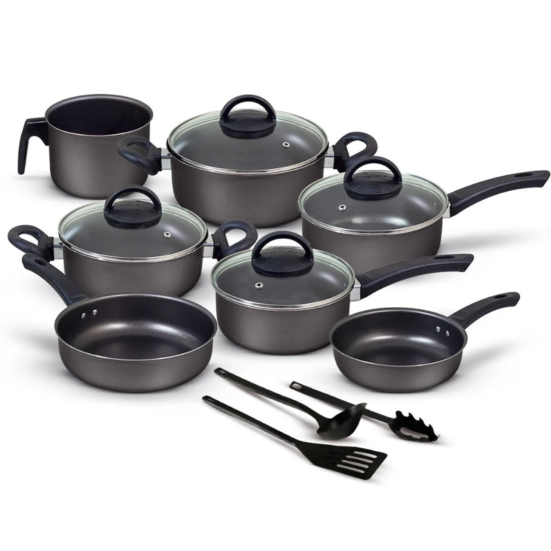 Jogo de Panelas Antiaderente 10 Peças Marpal Trofa – Alumínio, Tampa de Vidro e Acessórios