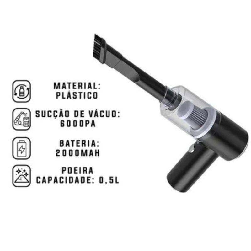 Mini Aspirador Automotivo Portátil Potente Recarregável Premium Bivolt B-88-2