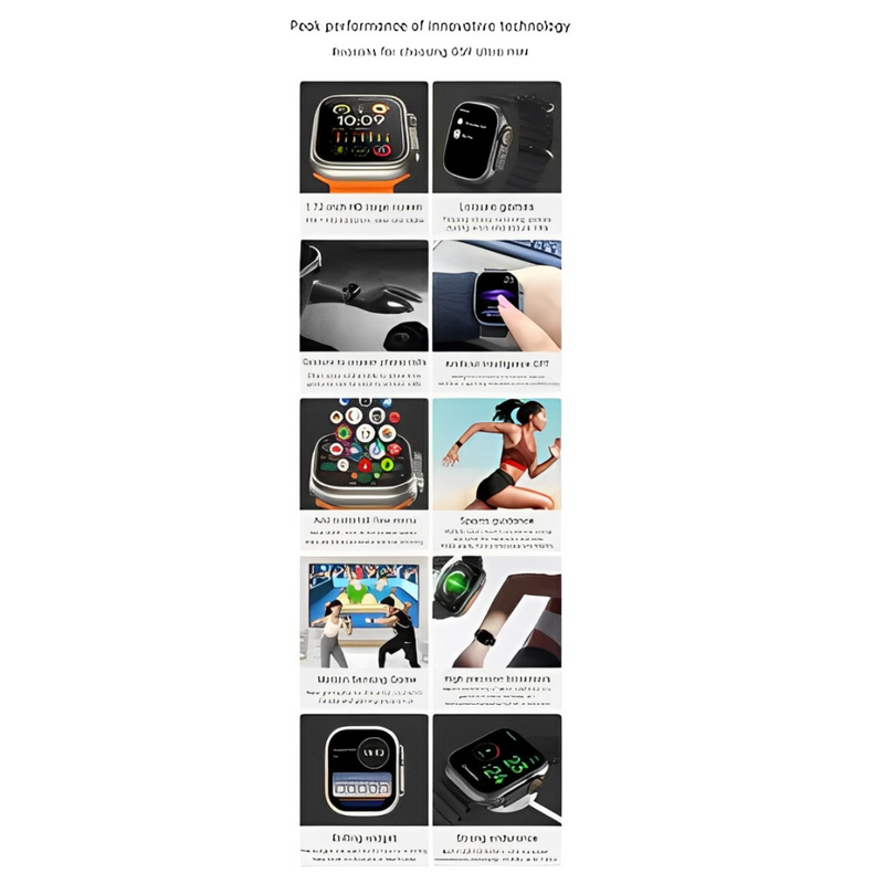 RELÓGIO SMARTWATCH Ultra Mini 41mm 2 Pulseiras LARANJA GS9  - PRETO