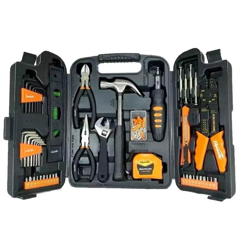 Kit de Ferramentas Completo Profissional com 120 Peças – Alicates, Chaves Allen, Jogo de Bits, Fita Métrica, Martelo e Maleta Portátilmplo