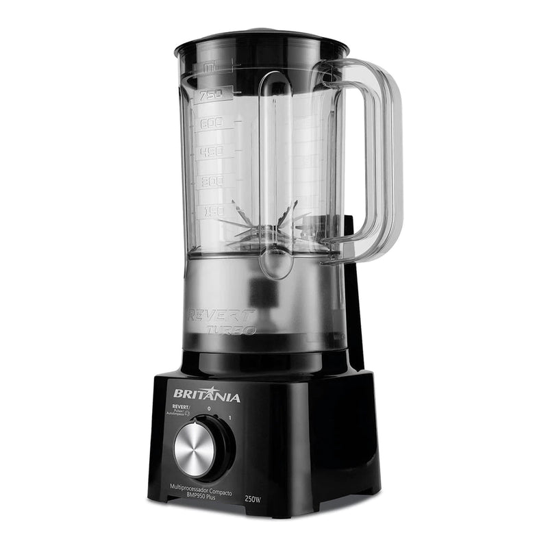 Multiprocessador Britânia 2 em 1 BMP950 Plus 300W – Liquidificador e Processador Compacto com 6 Lâminas