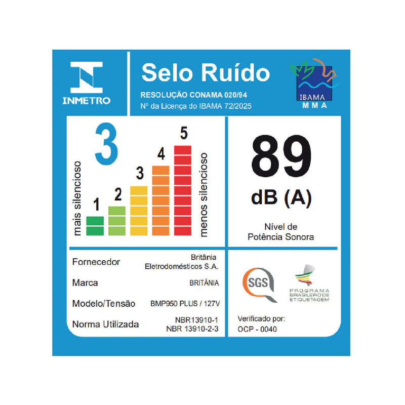 Multiprocessador Britânia 2 em 1 BMP950 Plus 300W – Liquidificador e Processador Compacto com 6 Lâminas